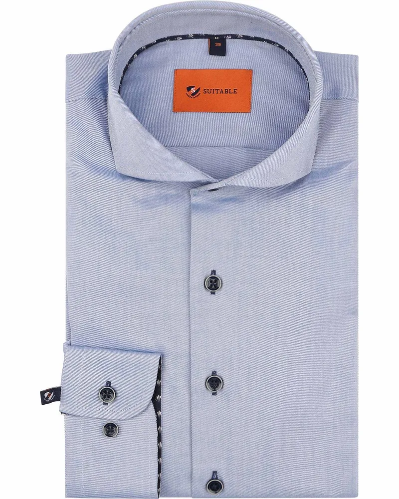 Suitable Twill Hemd Hellblau Hellblau