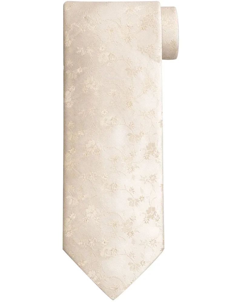 Suitable Seidenkrawatte Mit flower Off-White Wollweiß