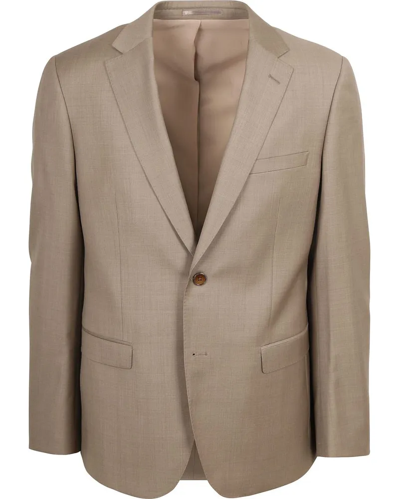 Suitable Anzug Birds Eye Wolle Sand Beige