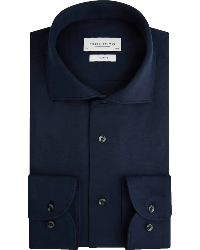 Profuomo Knitted Hemd Dunkelblau Blau
