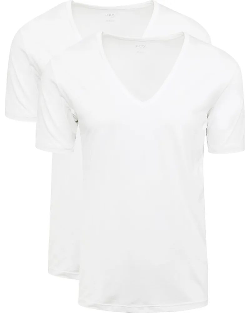 Mey Dry Cotton V-Ausschnitt T-Shirt Weiß 2-Pack Weiß