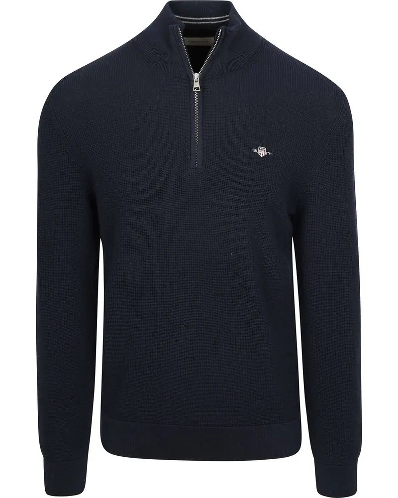 Gant Strick-Pullover mit Halbem Reißverschluss Navy Dunkelblau