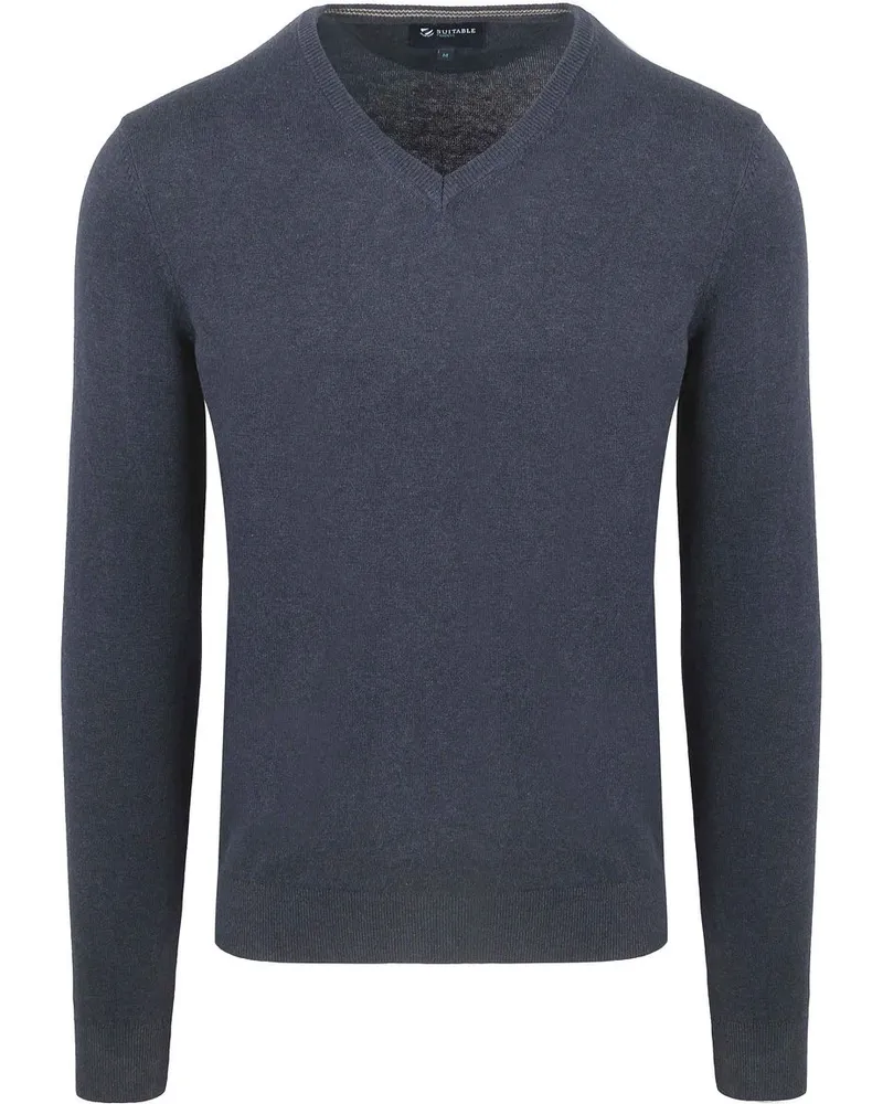 Suitable Respect Bio-Baumwolle Pullover Vinir Melange Dunkelblau Dunkelblau