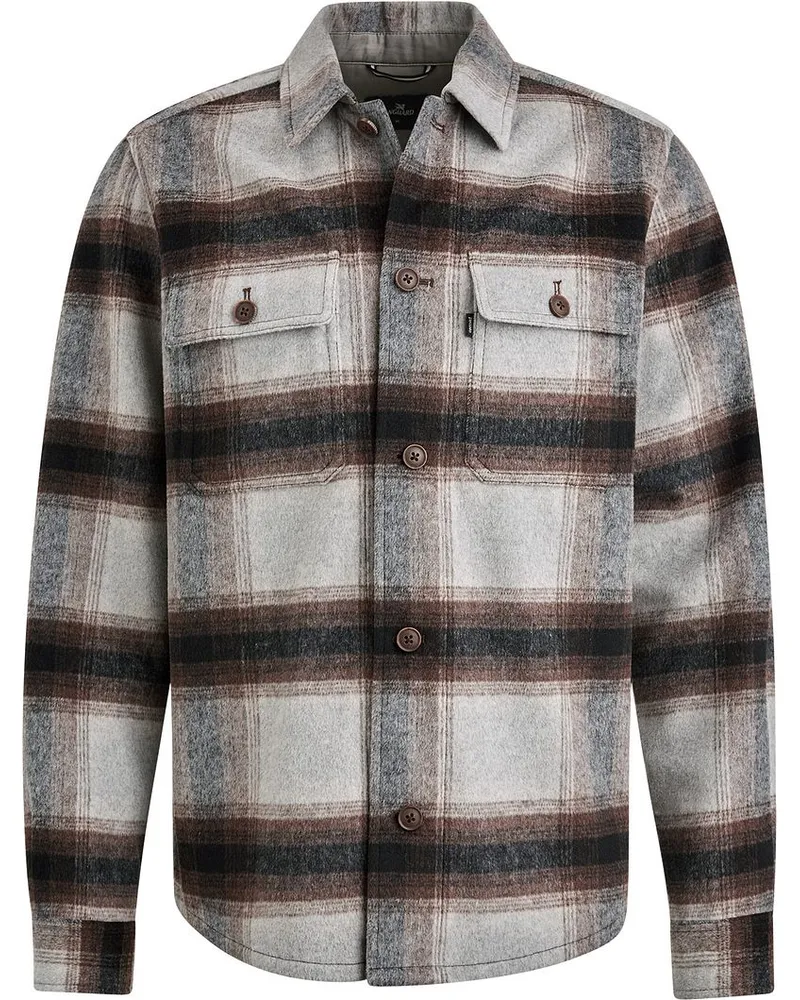 Vanguard Hemdjacke Brushed Wool Blend Karos Grau Grau