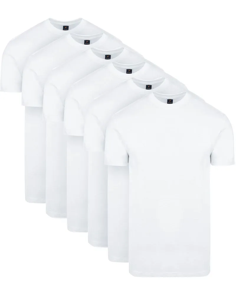 Suitable Obra T-Shirt Hoher Rundhalsausschnitt Weiß 6-Pack Weiß