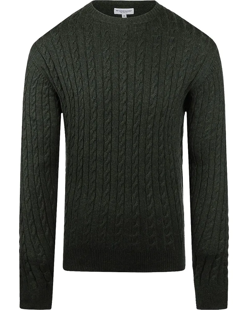 McGregor Cable Pullover Merinowolle Melange Dunkelgrün Grün