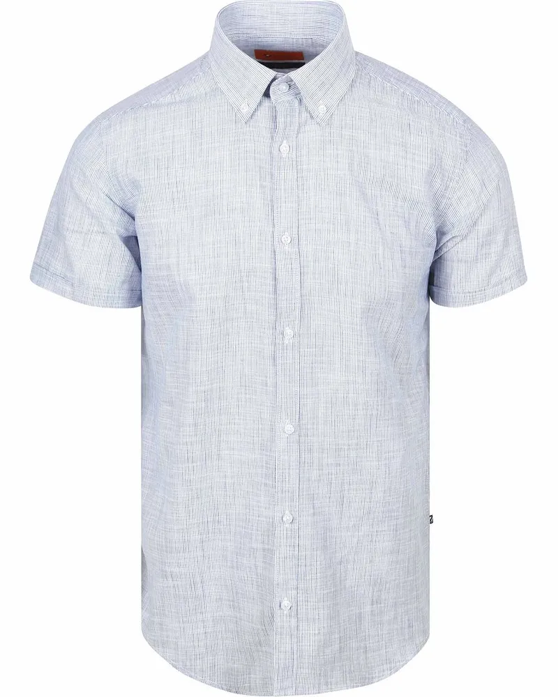 Suitable Short Sleeves Hemd Cotton Slub Streifen Blau Blau