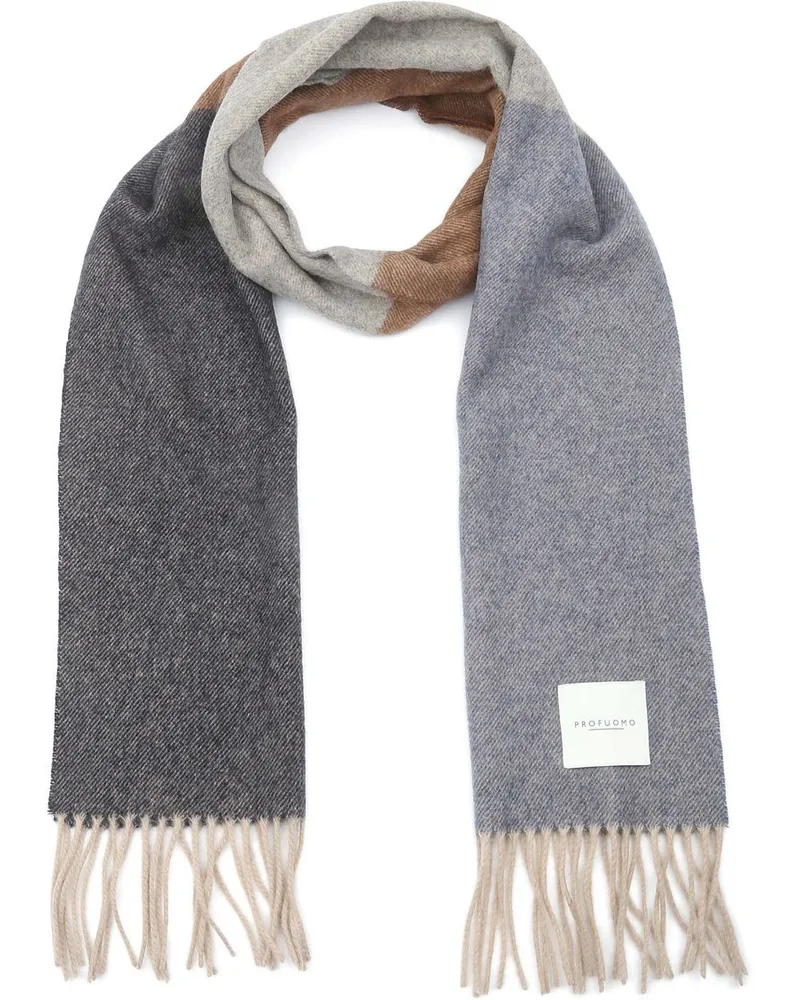 Profuomo Schal Lammwolle Grau Blau Braun Braun