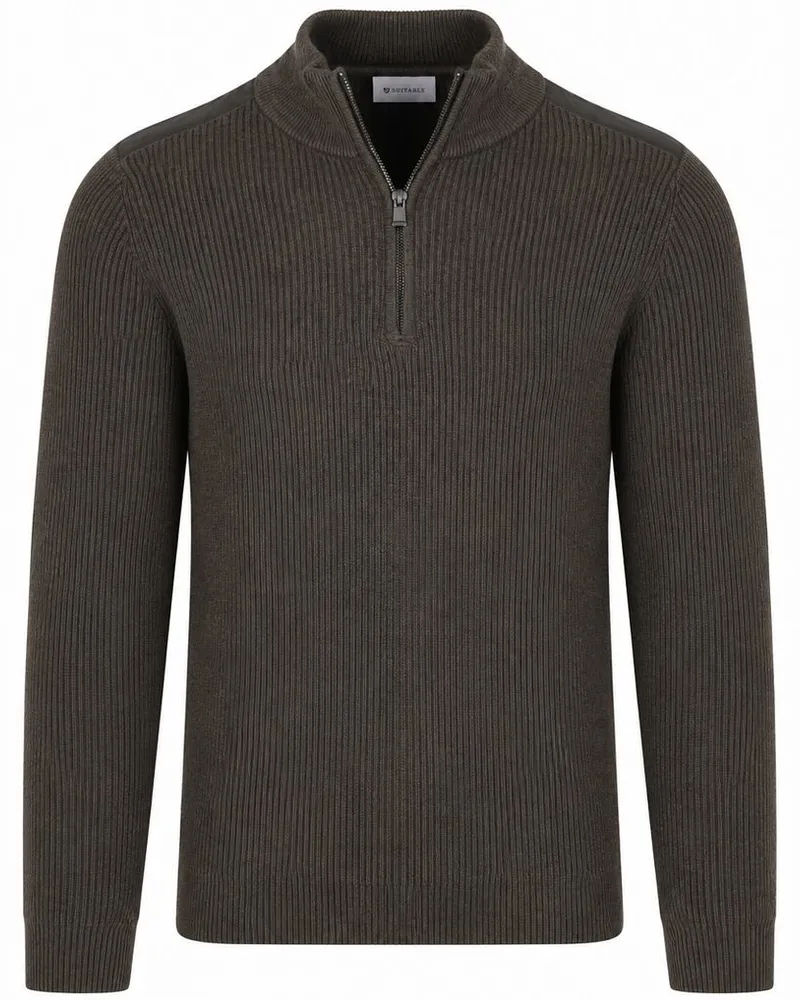 Suitable Half Zip Pullover Patch Olive Dunkelgrün