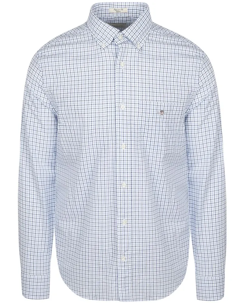Gant Casual Hemd Poplin Blau kariert Hellblau