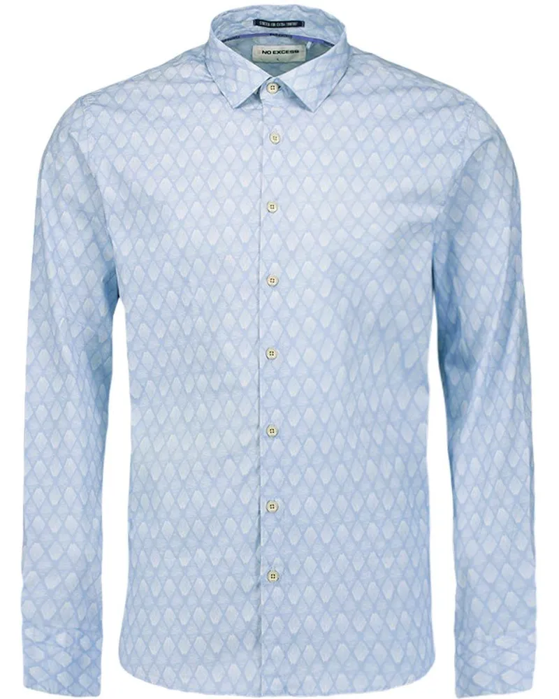 No Excess Hemd mit Musterdruck Hellblau Hellblau