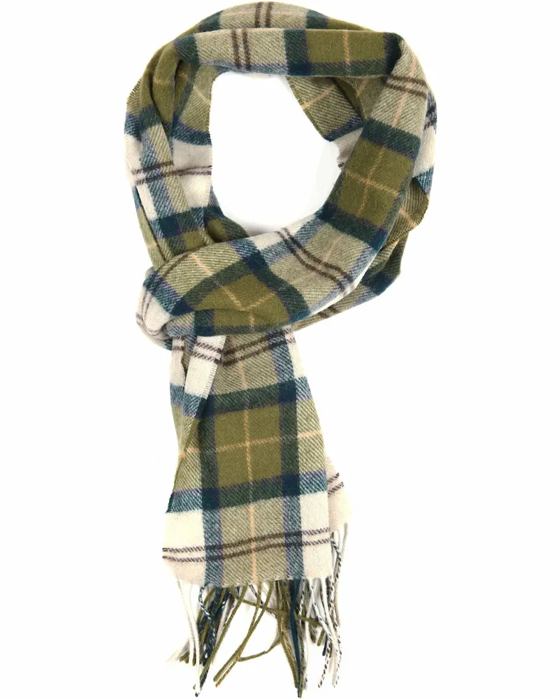 Barbour Schal Tartan Lammwolle Grün Grün