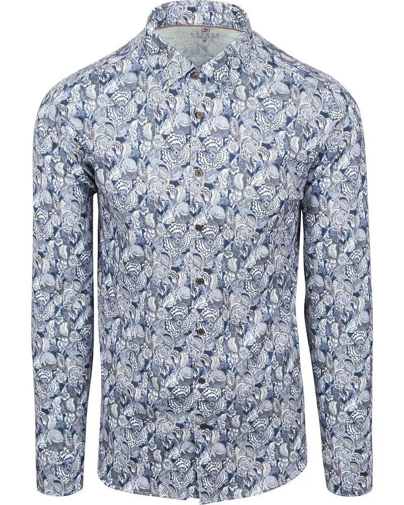 DESOTO Hemd Druck Blumen Blau Blau