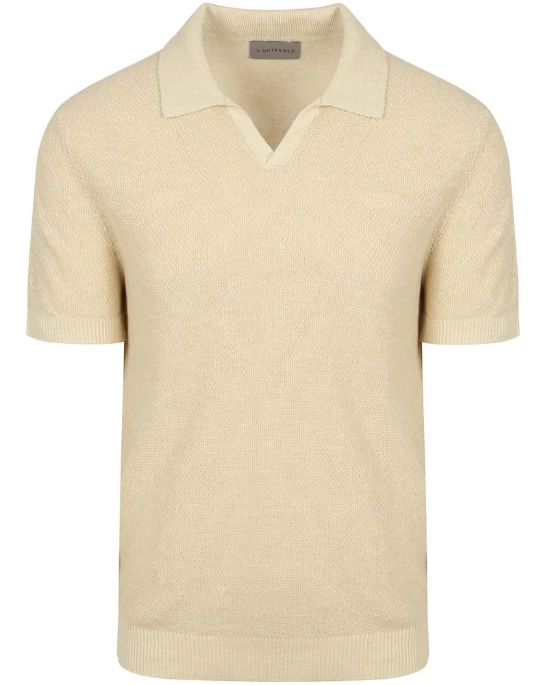 Suitable Poloshirt Riva Bean Linen Cotton Sand Beige