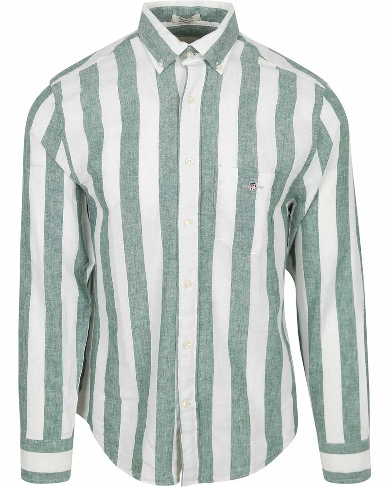 Gant Hemd Streifen Bold Leinen Grün Grün