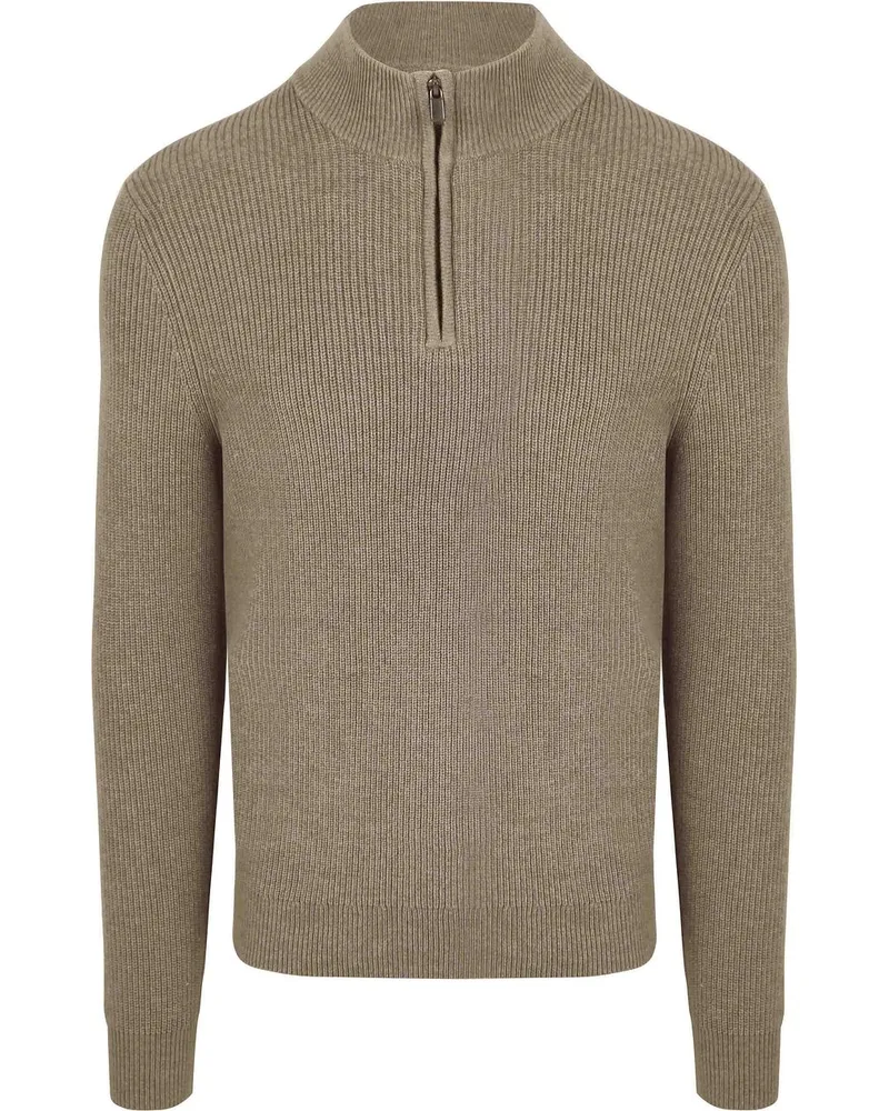 Suitable Half Zip Wool Blend Pullover Taupe Taupe