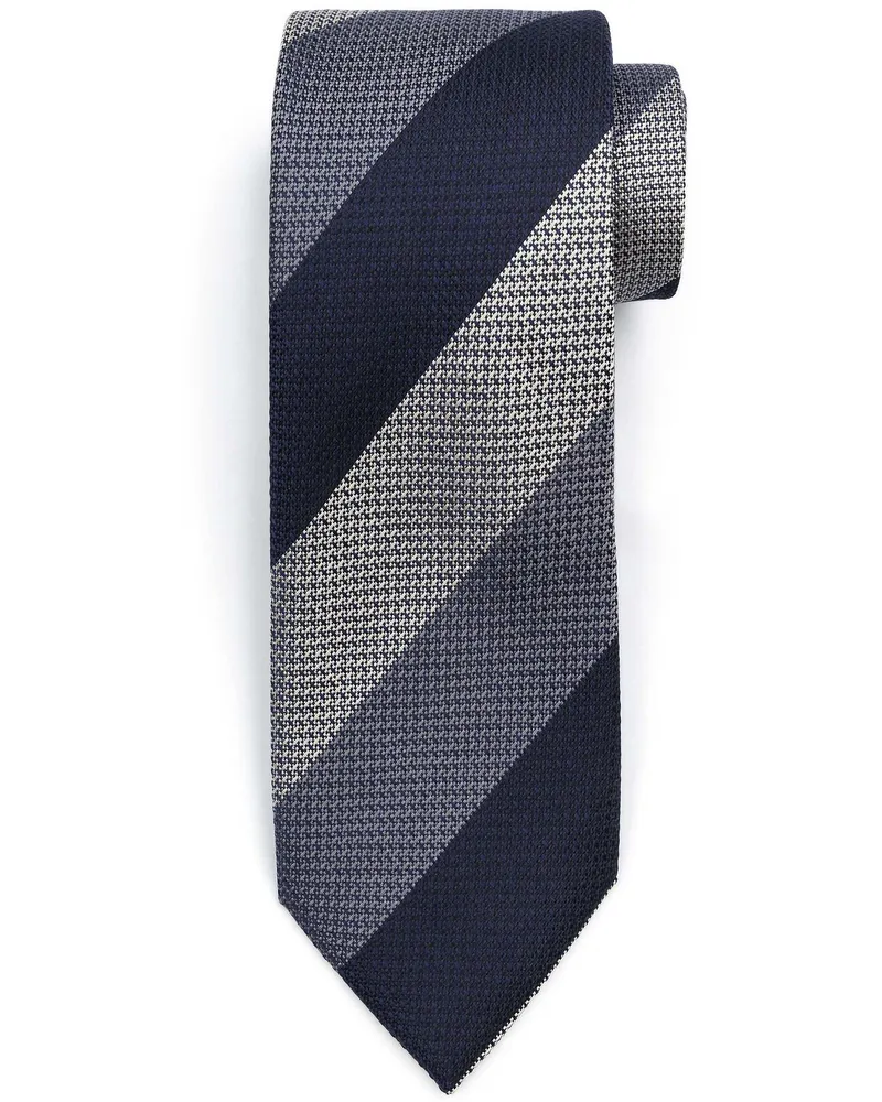 Suitable Krawatte Seide Wide Stripe Navy Dunkelblau