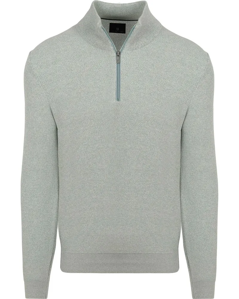 State of Art Pullover mit Half-Zip Melange Hellgrün Grün