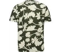 T-Shirt Blumen Dunkelgrün