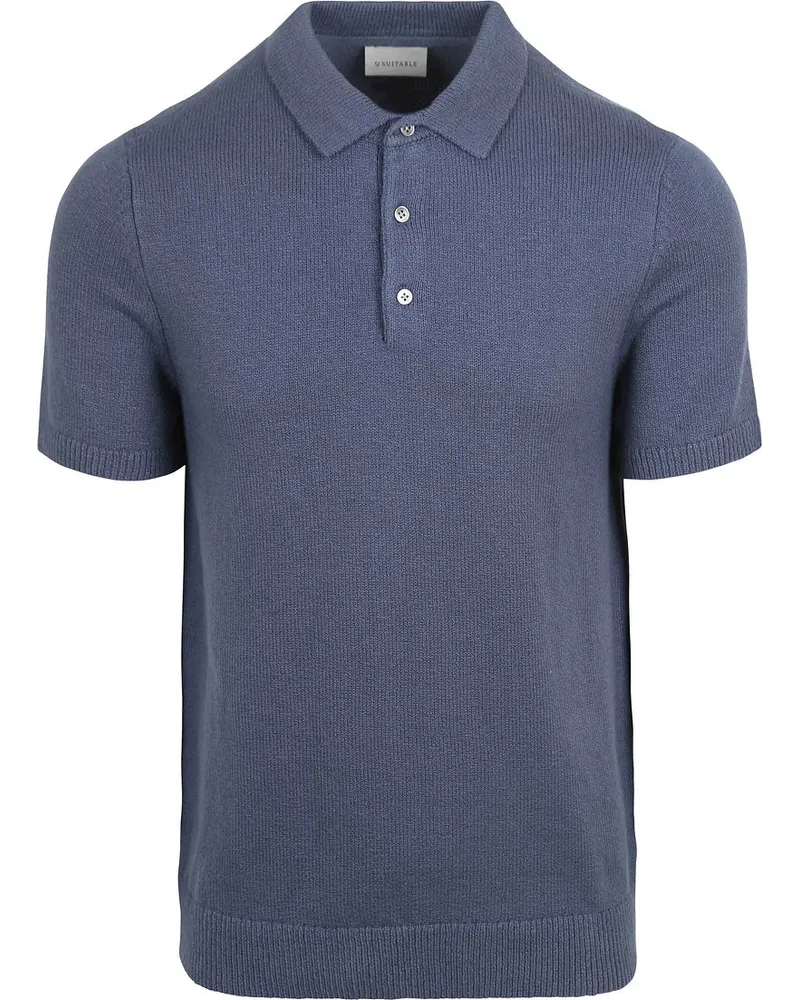Suitable Heavy Knitted Polo Raw Denim Blau Blau