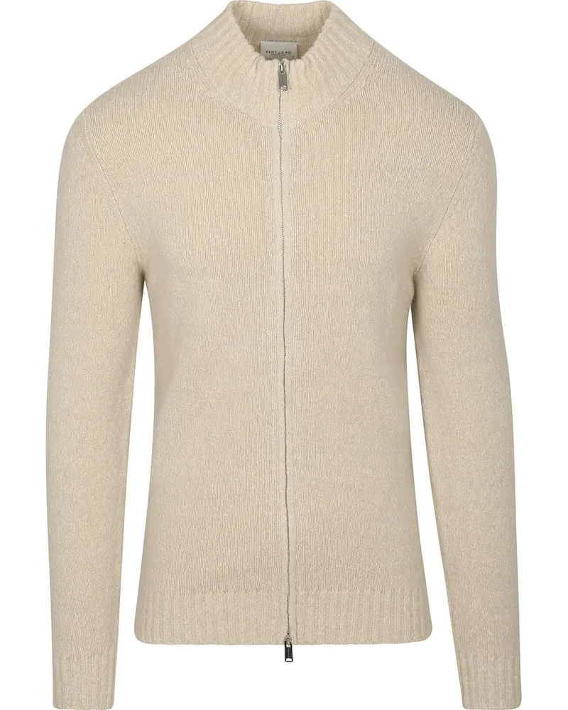 Profuomo Strickjacke Boiled Wolle Ecru Wollweiß