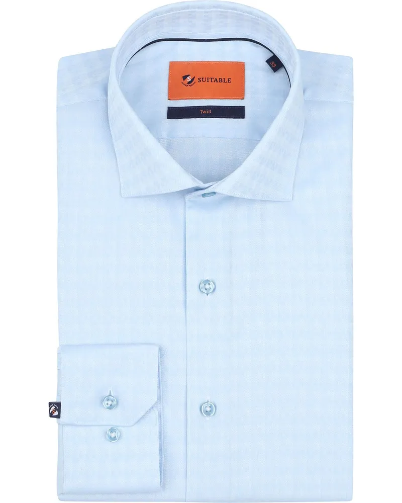 Suitable Hemd Twill Druck Hellblau Hellblau