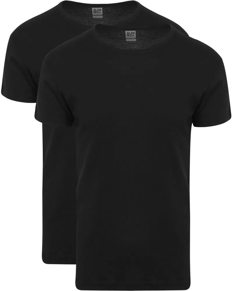 Alan Red Organic T-Shirt O-Ausschnitt Schwarz 2er-Pack Schwarz