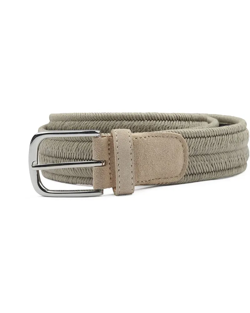 Profuomo Waxed Geflochtener Gürtel Khaki Khaki