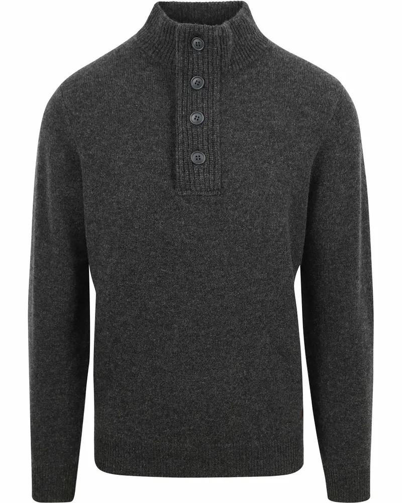 Barbour Mocker Pullover Merino Wolle Greige Grau