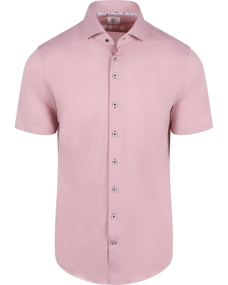 R2 Amsterdam R2 Kurzarm Hemd Technical Strick Dobby Rosa Pink