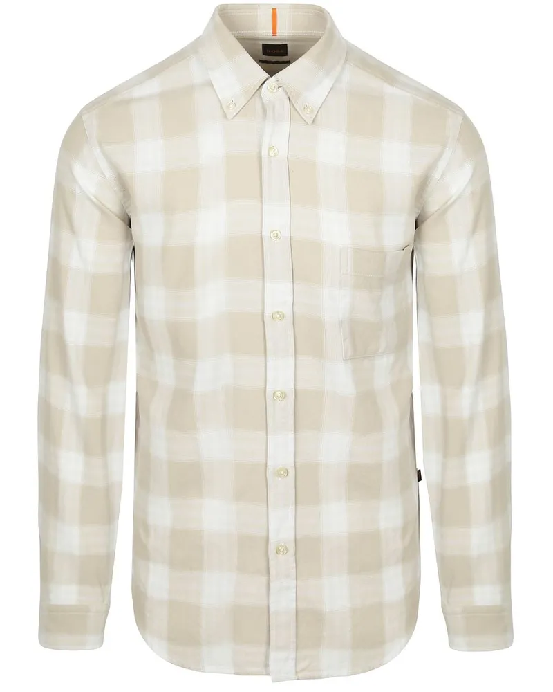 HUGO BOSS Rickert Hemd Karos Beige Beige