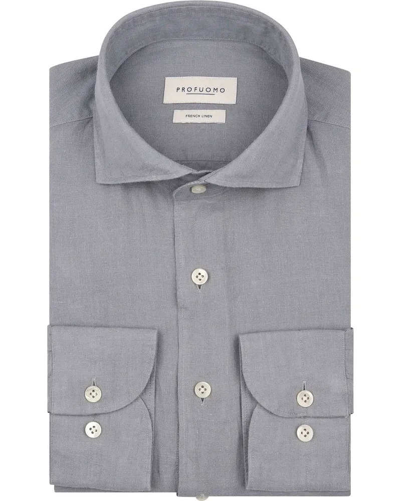 Profuomo Hemd Leinen Blau Blau