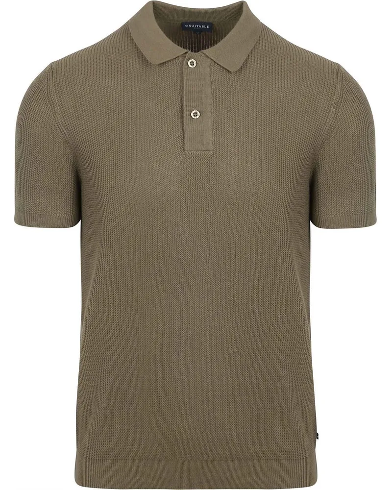 Suitable Respect Poloshirt Structure Knit Olivgrün Dunkelgrün