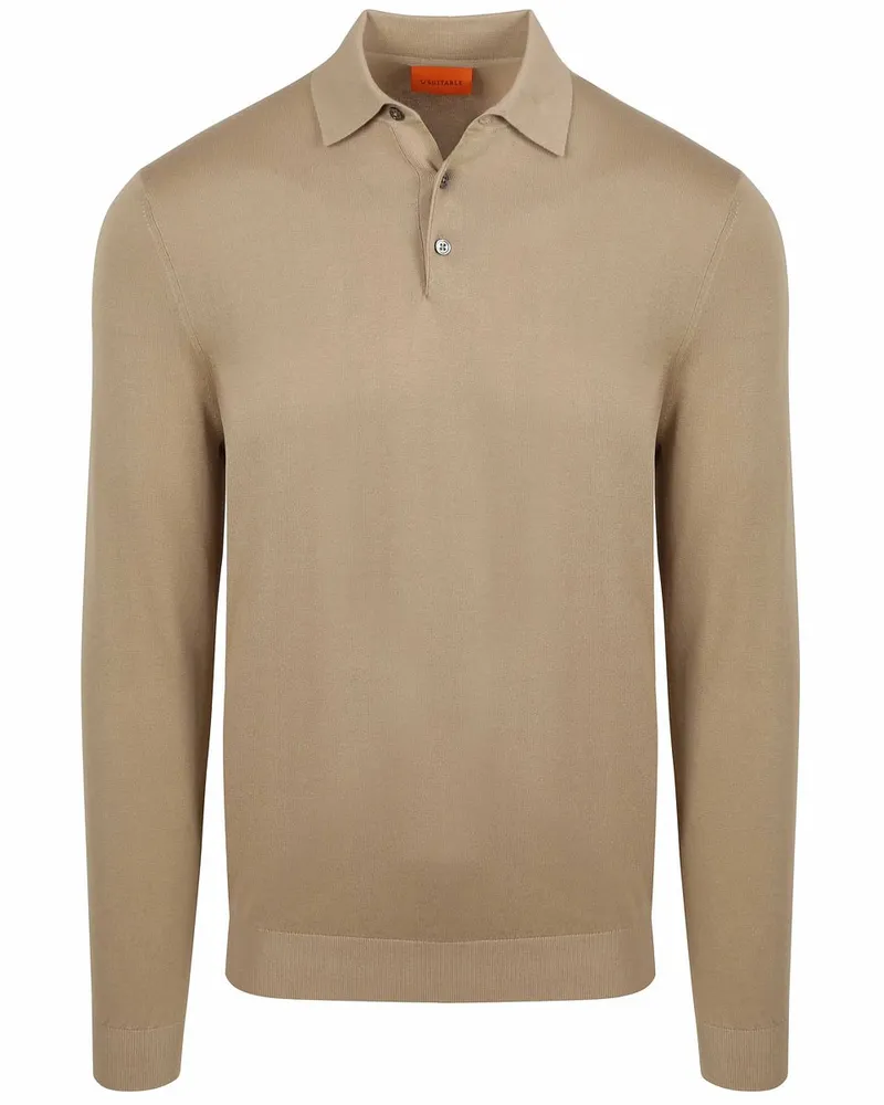 Suitable Compact Cotton Poloshirt Taupe Beige