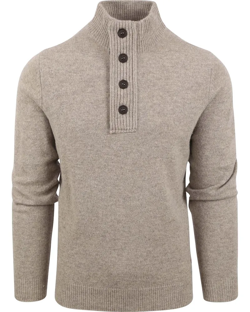 Barbour Mocker Pullover Merino Wolle Greige Grau