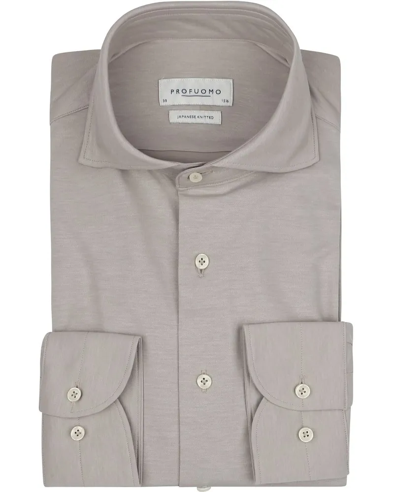 Profuomo Japanese Knitted Hemd Melange Beige Beige