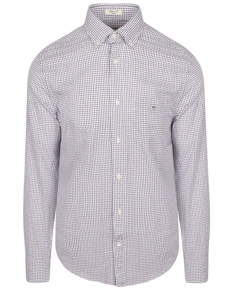 Gant Casual Hemd Poplin Blau Rot kariert Bordeaux