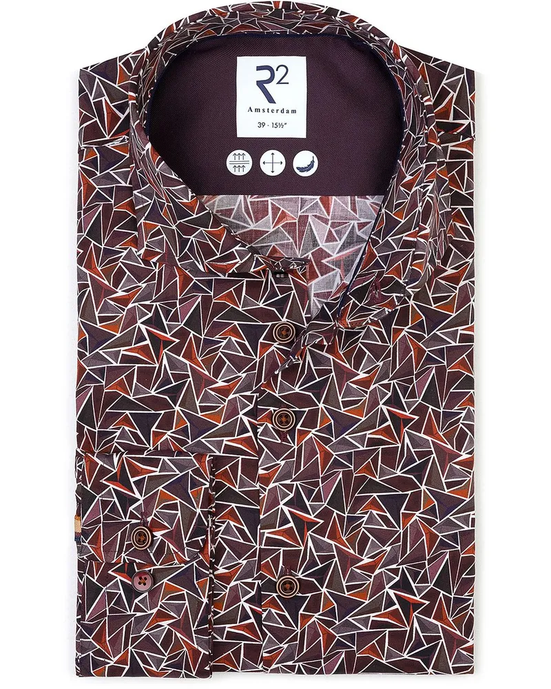 R2 Amsterdam R2 Hemd Poplin Triangle Impression Bordeaux Bordeaux