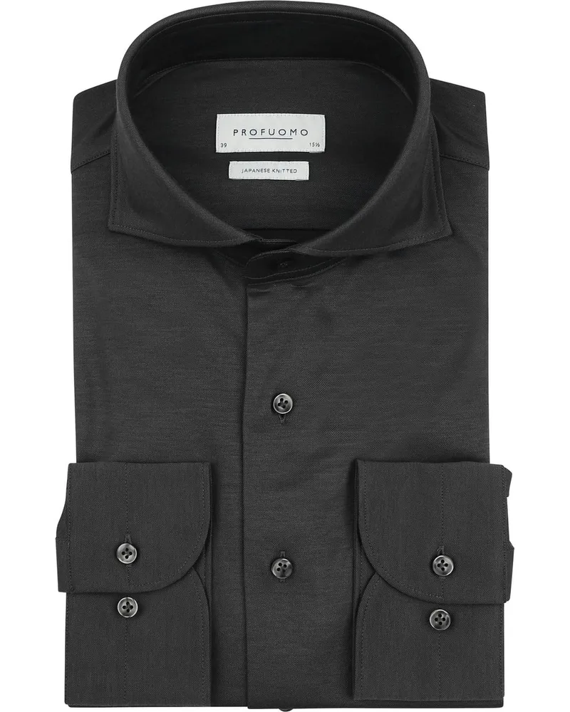 Profuomo Japanese Knitted Hemd Anthrazit Grau