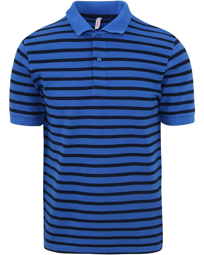 Sun68 Poloshirt Streifen Royal Blau Dunkelblau