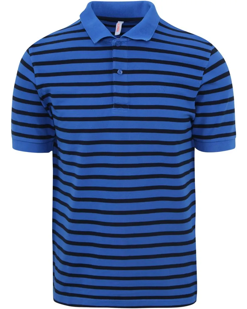 Sun68 Poloshirt Streifen Royal Blau Dunkelblau