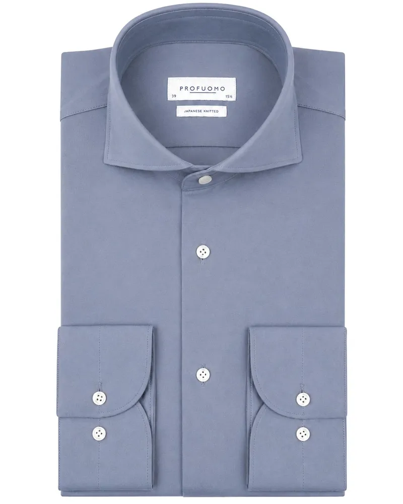 Profuomo Japanese Knitted Hemd Indigo Blau