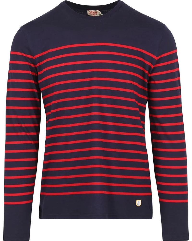 Armor-Lux Port-Louis T-Shirt Streifen Dunkelblau Rot Dunkelblau