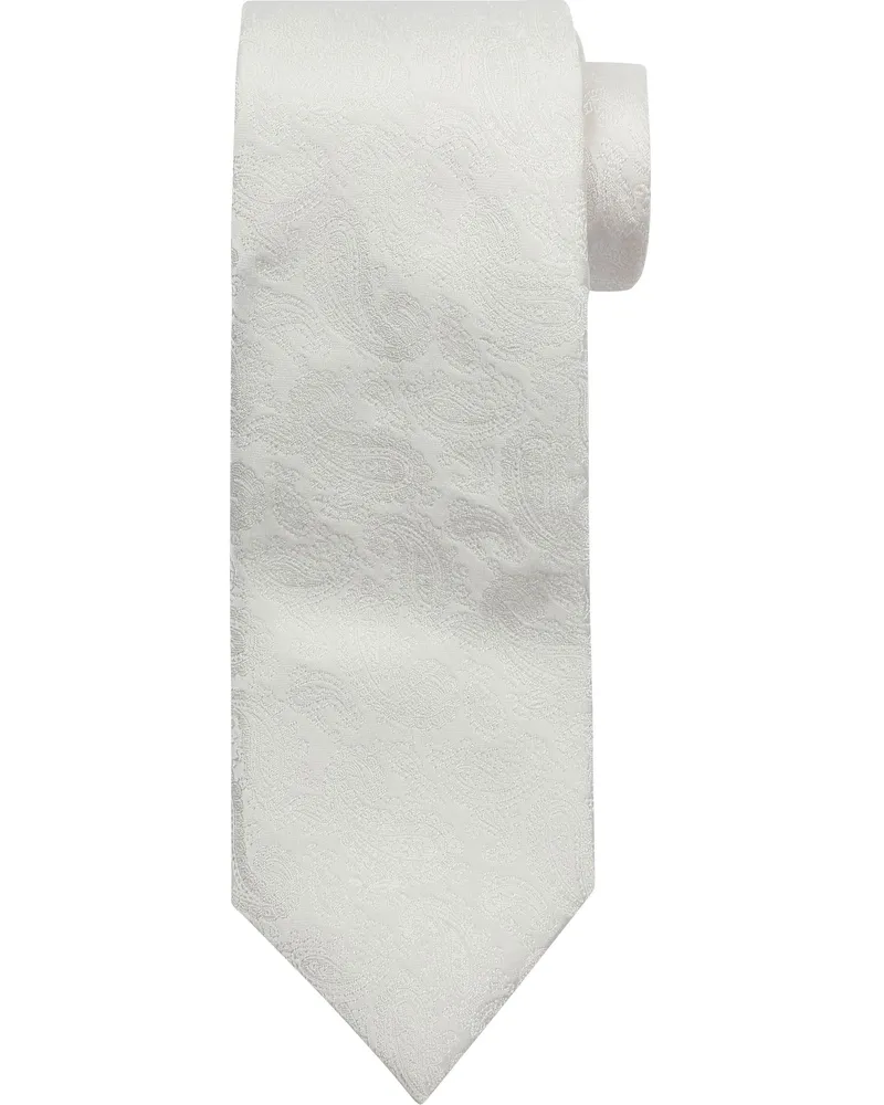 Profuomo Hochzeit Krawatte Paisley Wollweiß