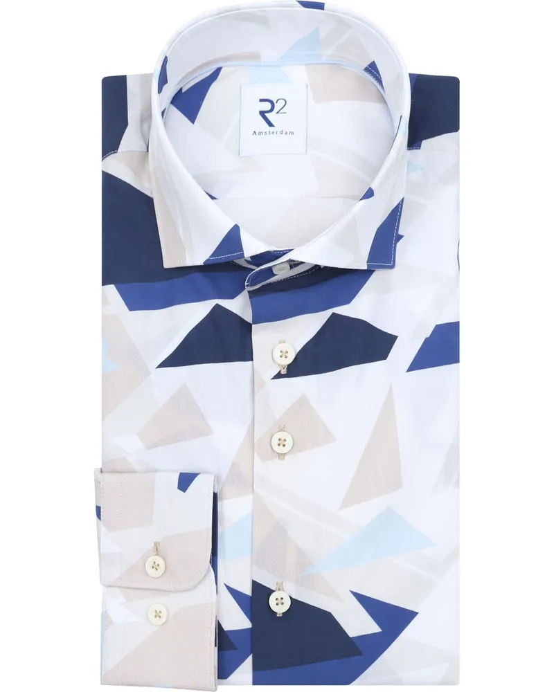 R2 Amsterdam R2 Hemd Geometrical Druck Blau Blau