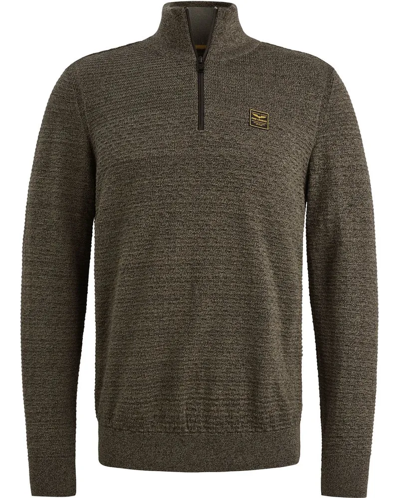PME Legend Half Zip Structure Mouliné Sweater Dusky Grün Dunkelgrün
