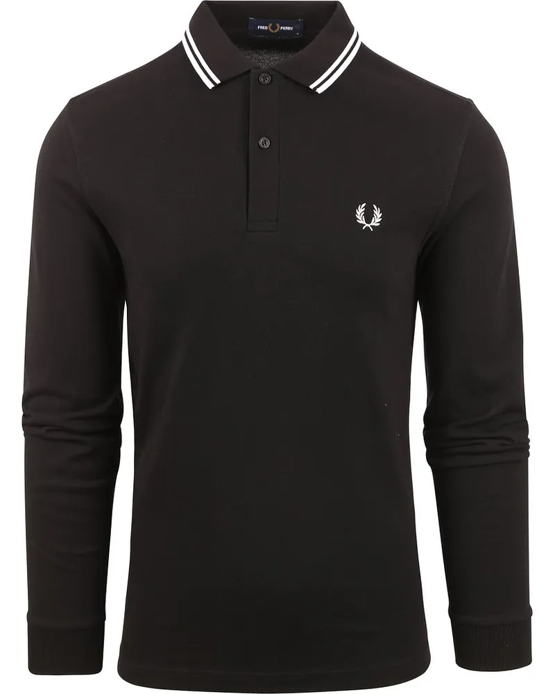 Fred Perry Langarm-Poloshirt Schwarz 350 Schwarz