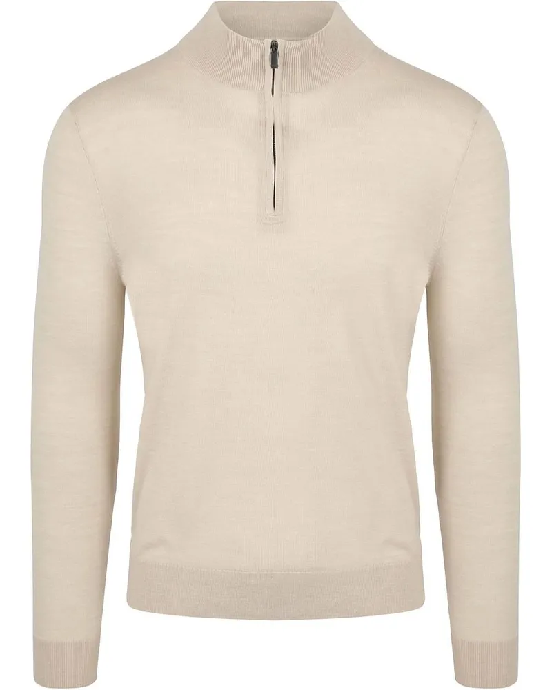 Suitable Merino Half Zip Pullover Ecru Wollweiß