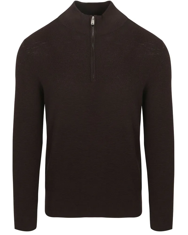 Profuomo Half Zip Pullover Structure Braun Braun