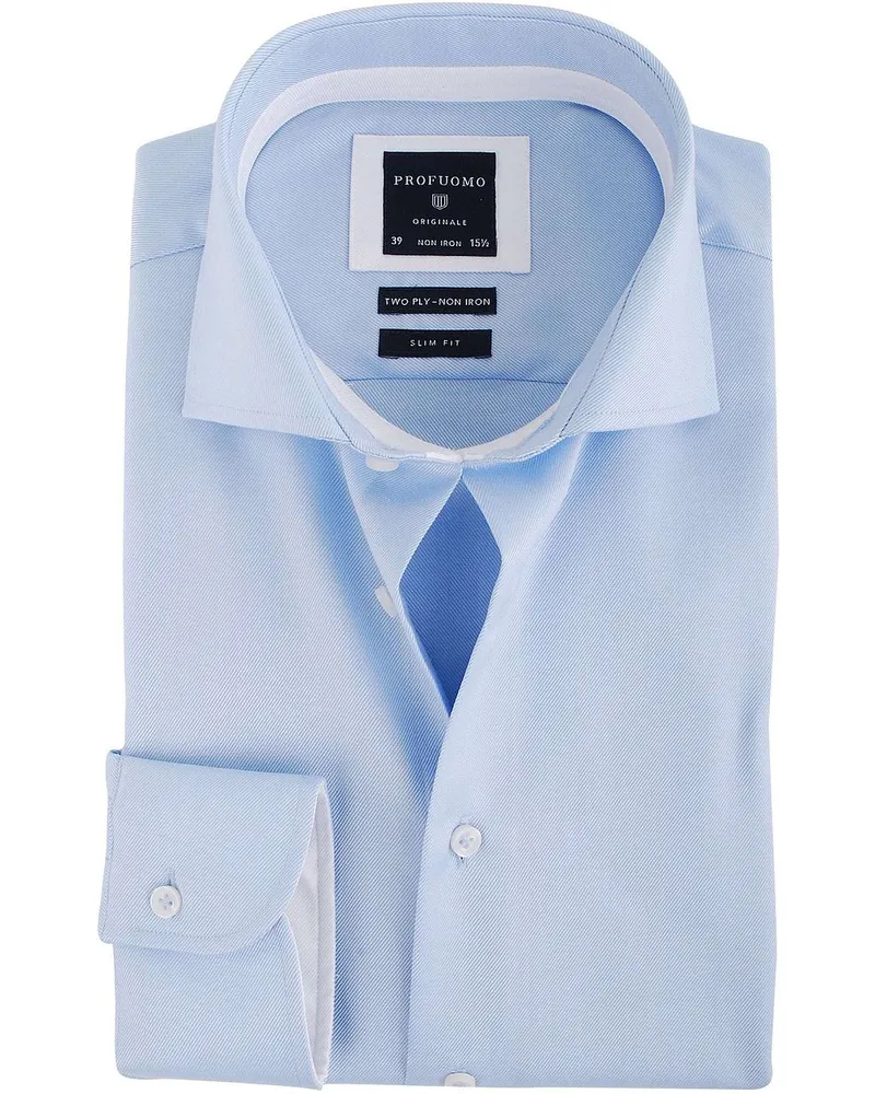 Profuomo Hemd Blau + Weiß Kontrast Hellblau